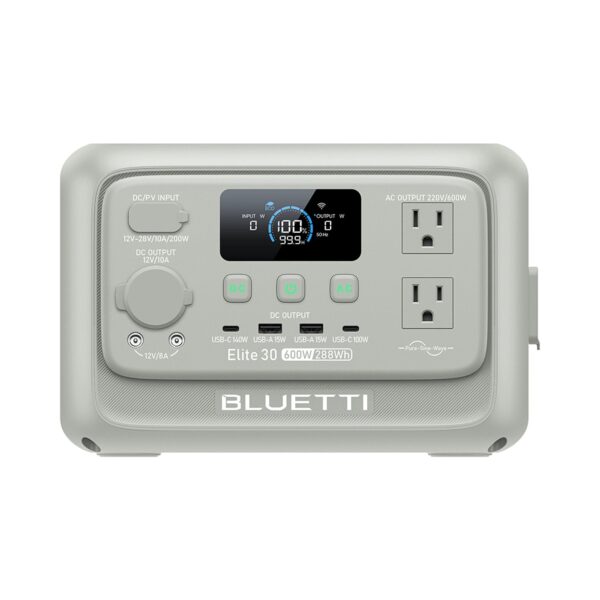 BLUETTI Elite 30 V2 Portable Power Station | 600W 288Wh (Light Sand Grey)